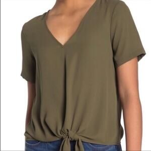 MADEWELL NWT Novel Tie-front Blouse Olive Kale Green sz XXS